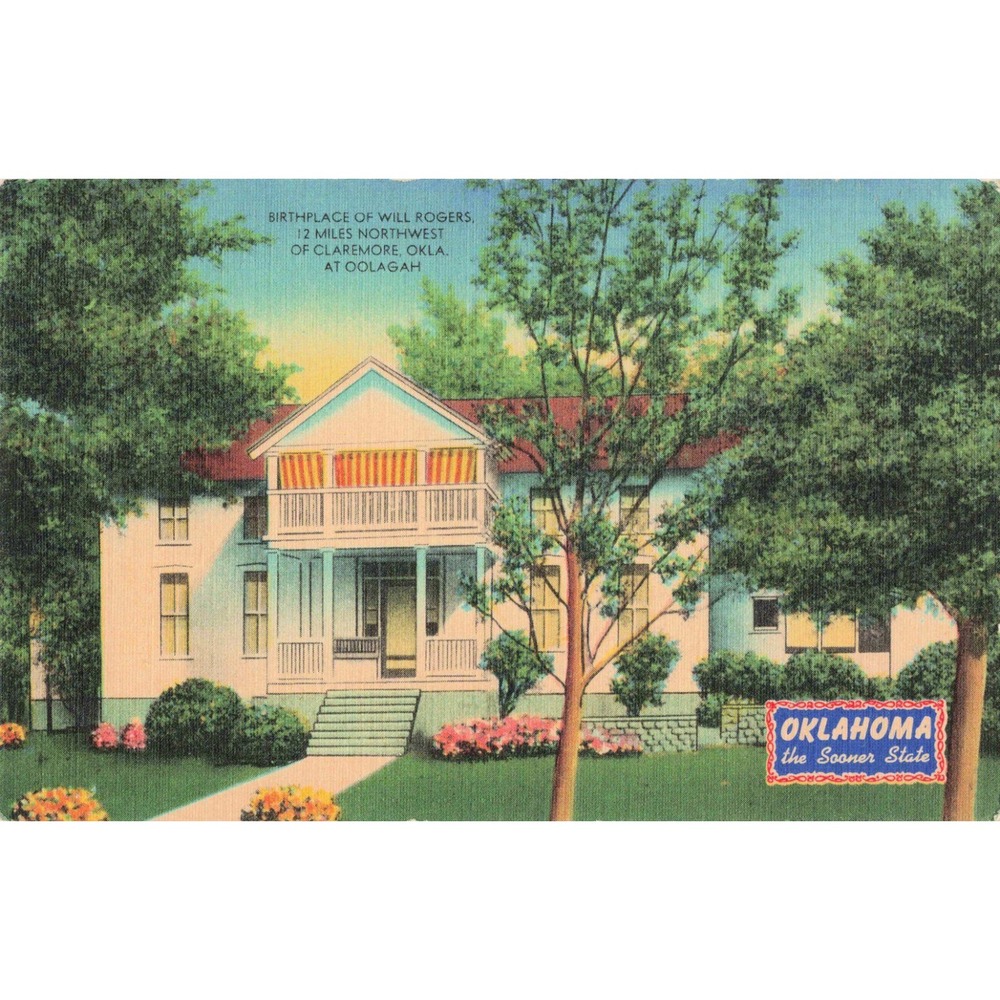 Vintage Will Rogers Birthplace Oolagah Oklahoma Linen Postcard MWM A3389 - Picture 1 of 2